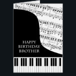 Brother Piano and Music Birthday<br><div class="desc">A birthday card for a brother who is into piano music. A grand piano with the keys along the bottom of the card. A sheet of music fills the background. A great card for someone who loves music. This is NOT a musical card,  it does NOT play music:</div>