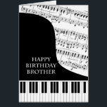 Brother Piano and Music Birthday<br><div class="desc">A birthday card for a brother who is into piano music. A grand piano with the keys along the bottom of the card. A sheet of music fills the background. A great card for someone who loves music. This is NOT a musical card,  it does NOT play music:</div>