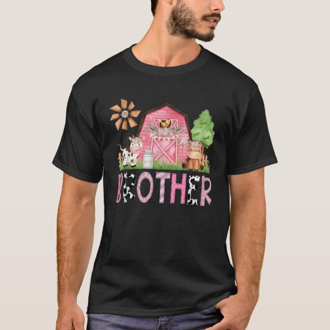 Brother Pink Farm Animal Birthday Kids Matching Fa T-Shirt (Front)
