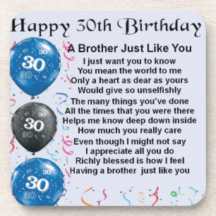 Brother Poem 30th Birthday Coaster