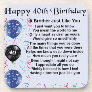 Brother poem 40th Birthday Coaster