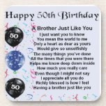 Brother Poem 50th Birthday Coaster<br><div class="desc">A great gift for a brother on his 50th birthday</div>
