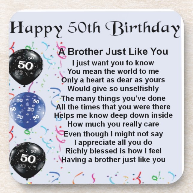 Brother Poem 50th Birthday Coaster (Front)