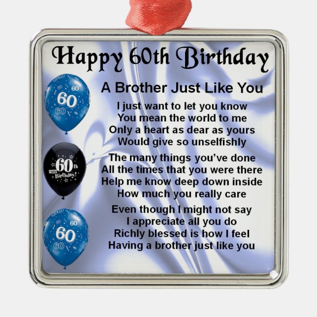 Brother poem 60th Birthday Metal Tree Decoration (Front)
