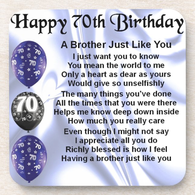 Brother Poem 70th Birthday Coaster (Front)