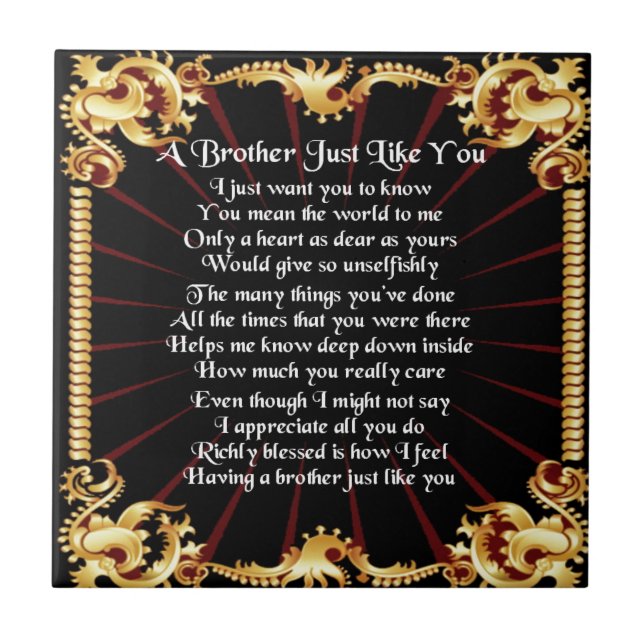 Brother Poem - Black design Tile (Front)