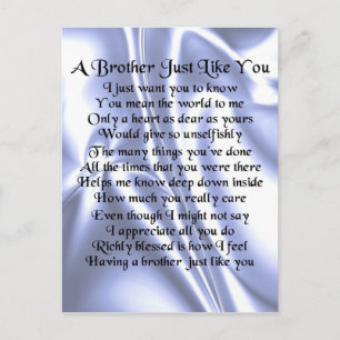 Brother Poem - Blue Silk Postcard