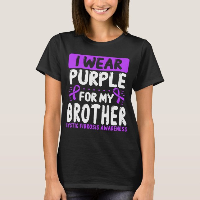 Brother Purple Twin Cystic Fibrosis Awareness T-Shirt (Front)