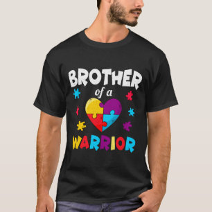 Brother Puzzle Warrior Heart Autism Awareness T-Shirt