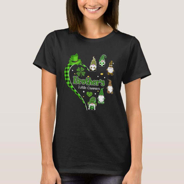 Brother S Little Gnomies Cute Gnomes Heart St Patr T-Shirt (Front)