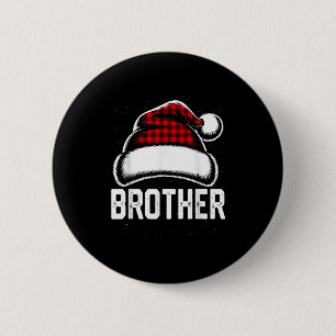Brother Santa Red Plaid Christmas Family Matching 6 Cm Round Badge