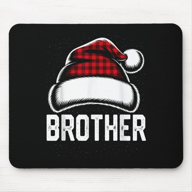 Brother Santa Red Plaid Christmas Family Matching  Mouse Pad (Front)