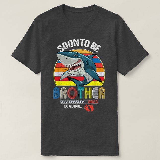 Brother Shark Fathers Day Soon to be Brother Est 2 T-Shirt (Design Front)