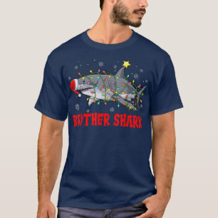 Brother Shark Santa Christmas Tree Lights Matching T-Shirt