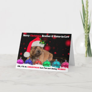 Brother & Sister-in-Law Grumpy Border Terrier Dog Holiday Card