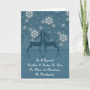Brother & Sister In Law Reindeer Christmas Holiday Card