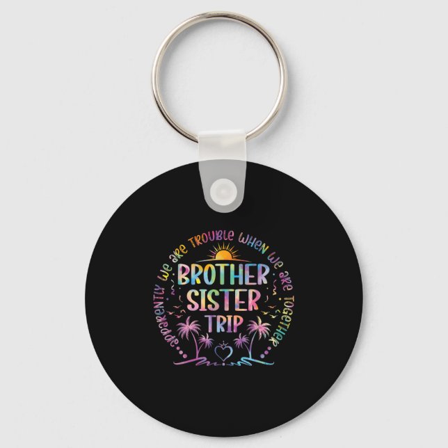 Brother Sister Matching Tie Dye Brother And Sister Key Ring (Front)