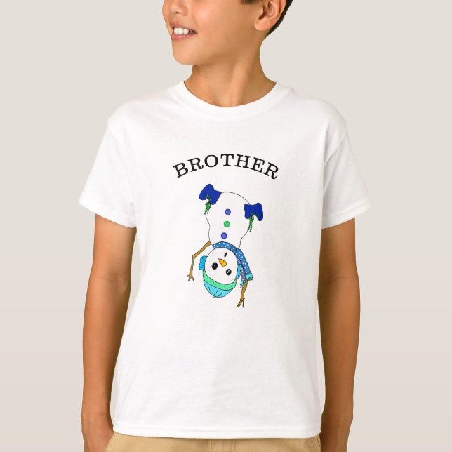 Brother Snowman Cute Whimsical Christmas T-Shirt (Front)