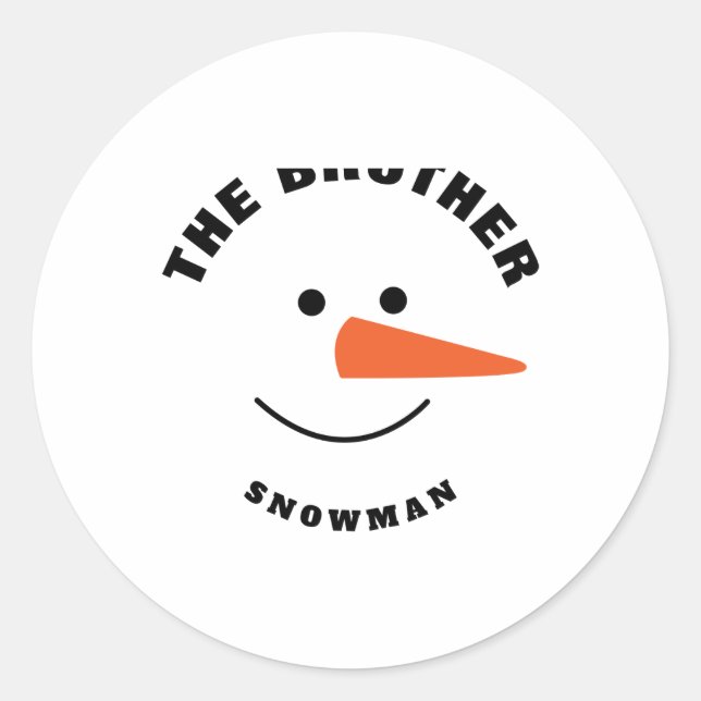 Brother Snowman Face Squad Matching Family Costume Classic Round Sticker (Front)