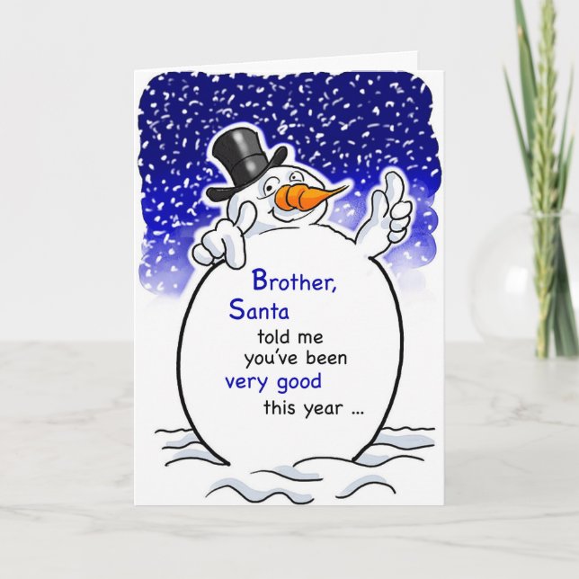 Brother Snowman Santa, Christmas Humour Card (Front)