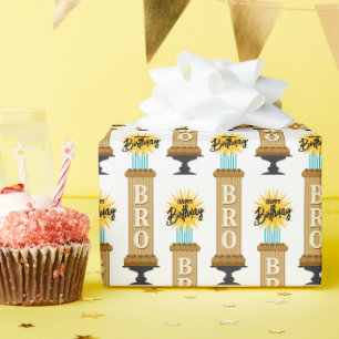 Brother Tall Chocolate Birthday Cake Wrapping Paper