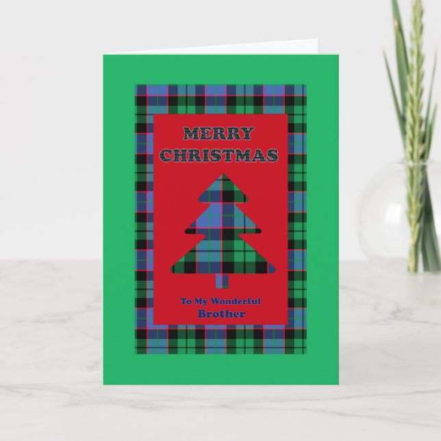 Brother, Tartan Christmas Tree Holiday Card (Front)