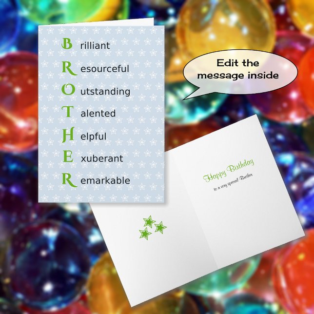 Brother text stars birthday card (Creator Uploaded)