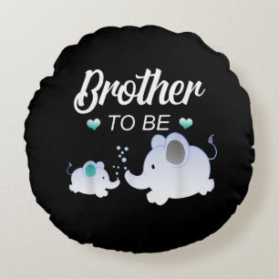 Brother To Be Elephant Baby Shower Gift For Boy Round Cushion
