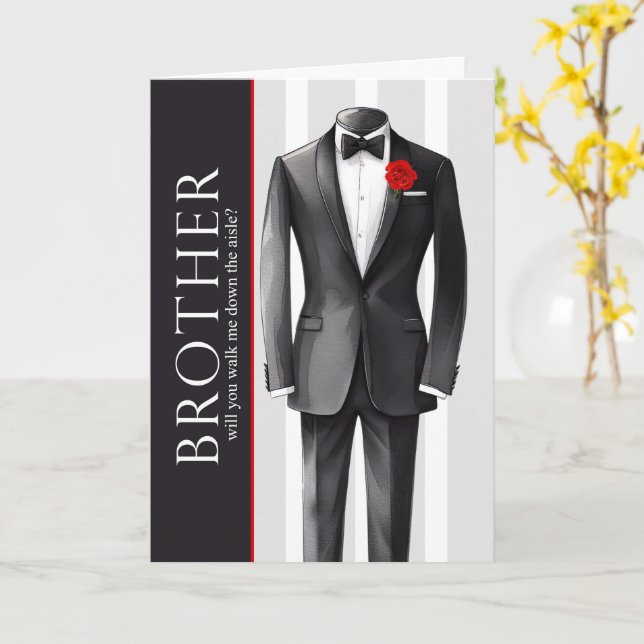 Brother Walk Me Down the Aisle Wedding Request Card (Yellow Flower)