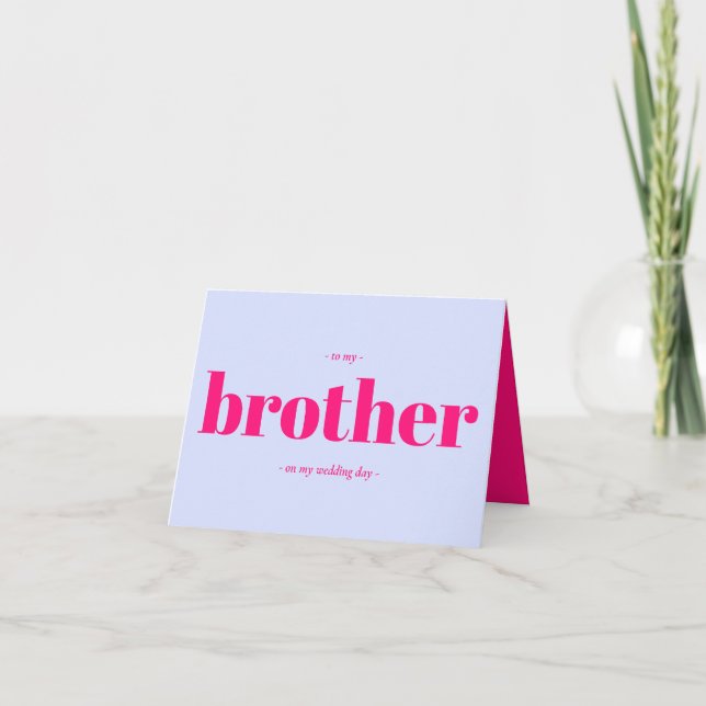 Brother Wedding Minimal Simple Lilac pink Card (Front)