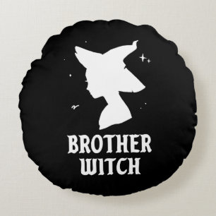 Brother Witch Funny Spooky Matching Halloween Round Cushion