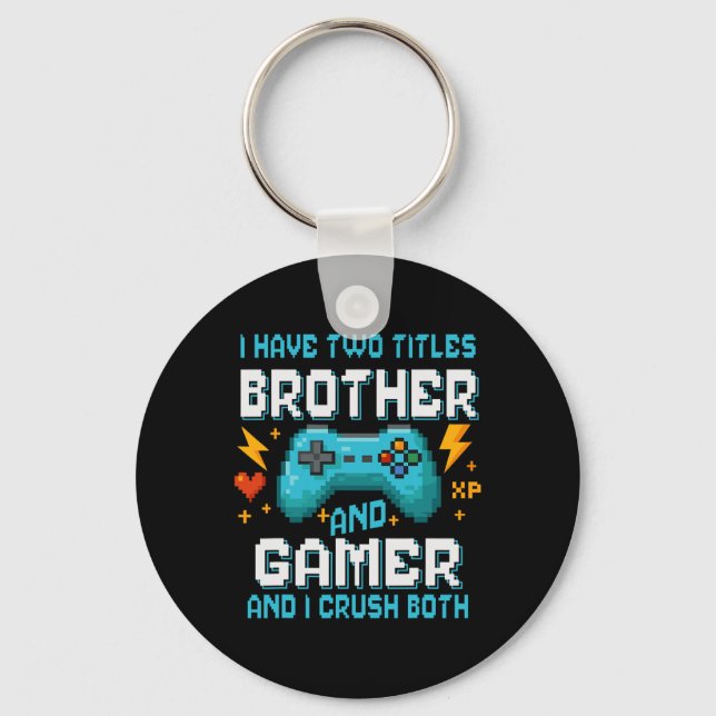Brotherand Gamer Pixel Console Video Game Player G Key Ring (Front)