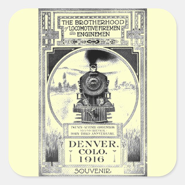Brotherhood of Locomotive Firemen and Enginemen Square Sticker (Front)