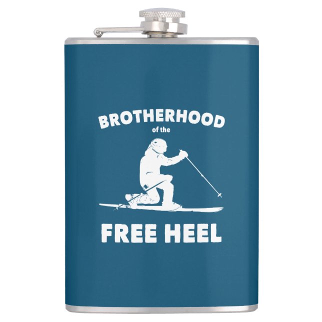 Brotherhood Of The Free Heel Telemark Skiing Hip Flask (Front)