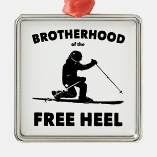 Brotherhood Of The Free Heel Telemark Skiing Metal Ornament