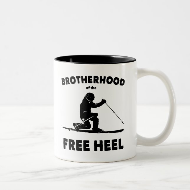 Brotherhood Of The Free Heel Telemark Skiing Two-Tone Coffee Mug (Right)