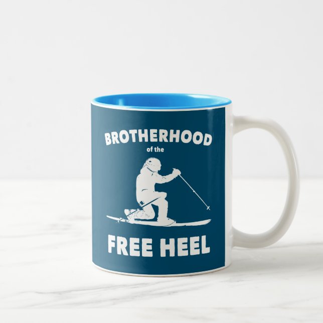 Brotherhood Of The Free Heel Telemark Skiing Two-Tone Coffee Mug (Right)