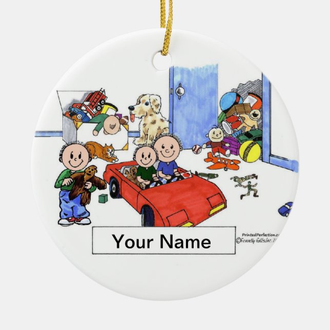 Brothers - 3 Boys in Room Ceramic Ornament (Front)
