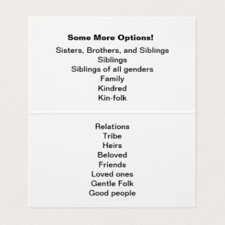"Brothers and Sisters" Intervention w/suggestions Business Card