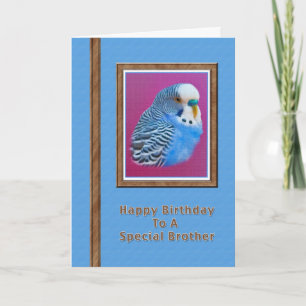 Brother's Birthday Card with Blue Parakeet