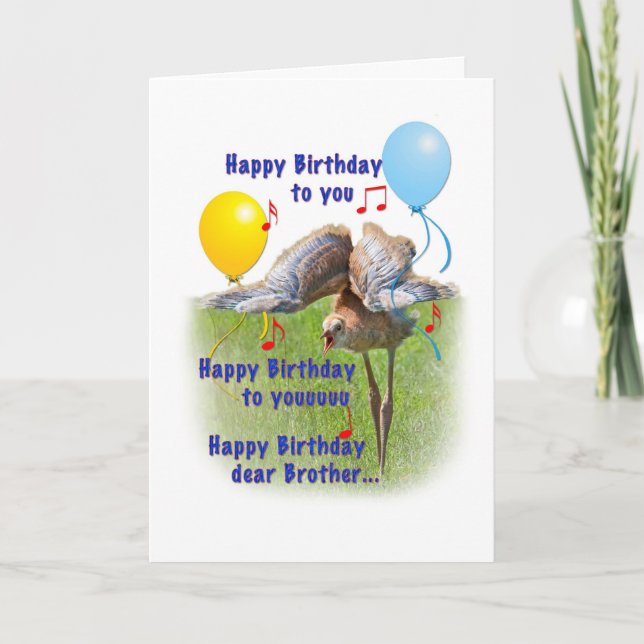Brother's Birthday Card with Sandhill Crane Bird (Front)