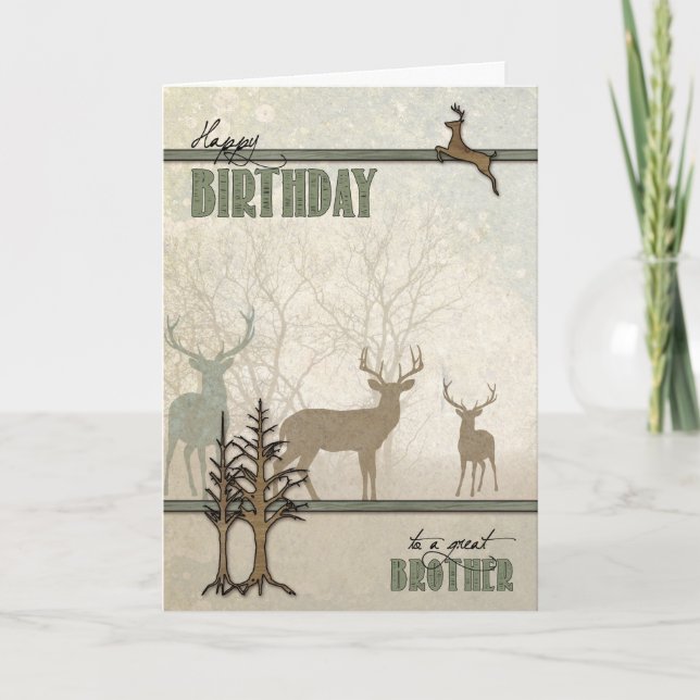 Brother's Birthday Deer in the Woods Card (Front)