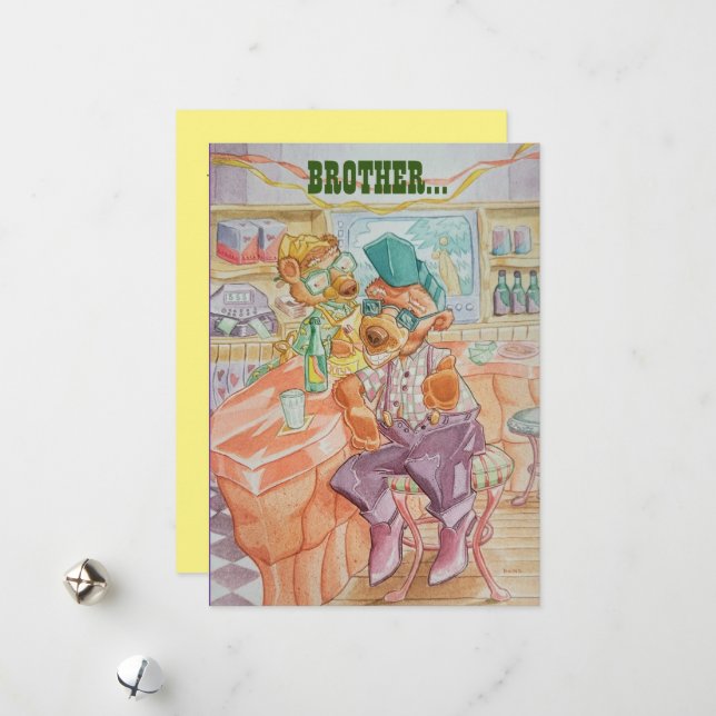 Brothers Birthday Greetings Card  (Front/Back In Situ)