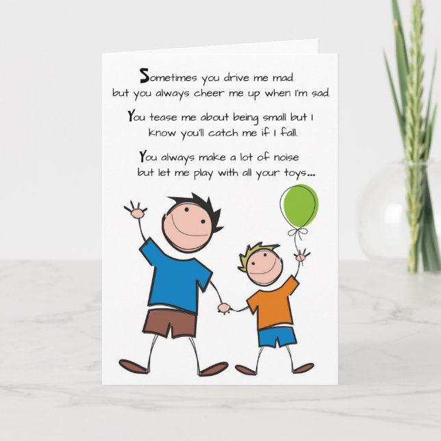 Brothers Birthday Poem Card (Front)