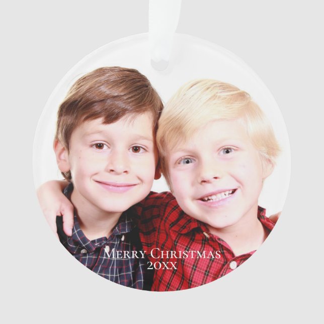 Brothers By Birth |Red|Photo Merry Christmas Ornament (Front)