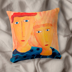 Brothers Contemporary Art Painting Throw Pillow