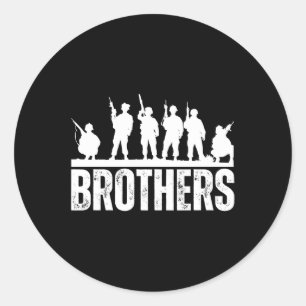 Brothers Deployed Military Servicemen Troops Veter Classic Round Sticker
