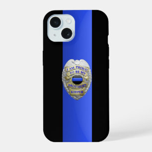 Brothers Keeper Police Badge - Thin Blue Line iPhone 15 Case