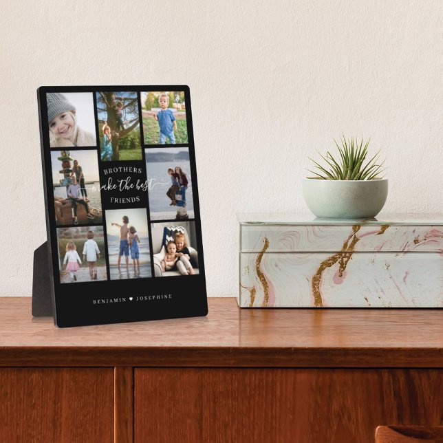 Brothers Make the Best Friends Photo Collage Black Plaque (Creator Uploaded)