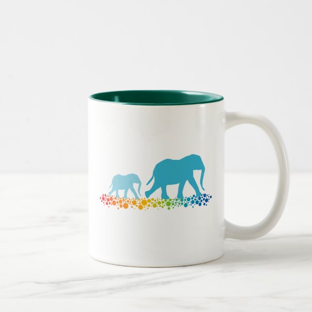 Brothers of Elephant Walking Two-Tone Coffee Mug (Right)